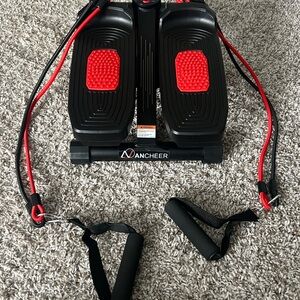 Ancheer Black and Red Stepper with Resistance Bands